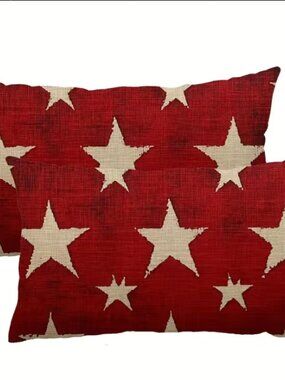 Last One! NEW Set of 2 Patriotic Red Pillow Covers 12 x 20
